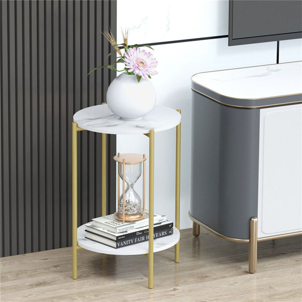 Marble and store gold nightstand